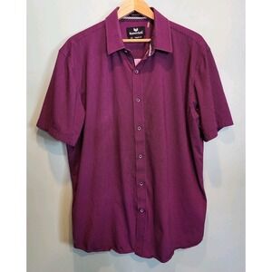 Buttercloth Icy Cotton Mens  Short Sleeve Button Down Shirt Purple Sz 2X